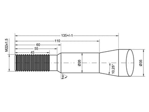 SHW Loader Tine - Straight 720mm, Thread size: M22 x 1.50 (Star) To fit as: 10049506 | S.115027 - Product Image 2