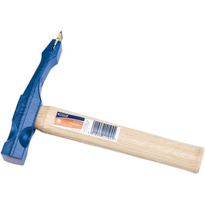 A Draper Single Ended Scutch Hammer - BSH in blue steel with a hickory shaft and a barcode label attached.