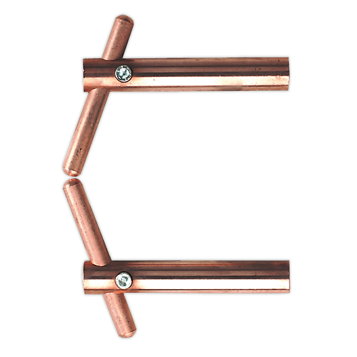 Image of the Sealey Spot Welding Arms 120mm Inclined Electrode Holder - 120/803150, featuring four angled extensions secured by screws in the middle, ideal for spot welding.