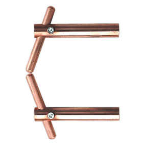 Image of the Sealey Spot Welding Arms 120mm Inclined Electrode Holder - 120/803150, featuring four angled extensions secured by screws in the middle, ideal for spot welding.