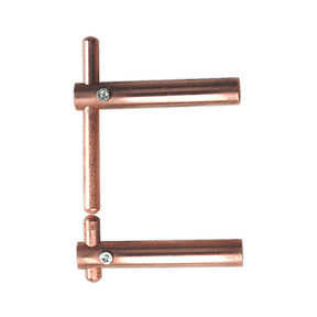 Close-up of a copper plumbing fitting with two perpendicular pipes connected by screws, resembling the precision and durability of the Sealey Spot Welding Arms 130mm Plain Electrode Holder - 120/803151.