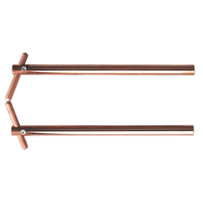 Two copper plumbing pipes aligned parallel to each other, connected at one end by a shorter horizontal pipe with T-shaped fittings, resemble the precision of Sealey's Spot Welding Arms 350mm Inclined Electrode Holder - 120/803153.