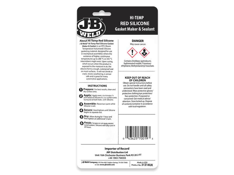 JB Weld Silicone Hi Temp Red 85g | S.12038800 - Product Image 3