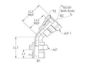 Sparex Hydraulic Adaptor 1/4'' BSP Male x 1/4'' BSP Swivel Female 135° Swept Elbow | S.12052 - Product Image 3