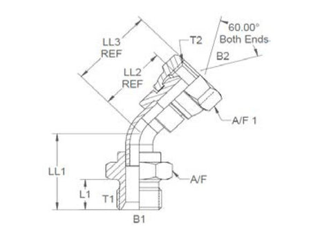 Sparex Hydraulic Adaptor 1/4'' BSP Male x 1/4'' BSP Swivel Female 135° Swept Elbow | S.12052 - Product Image 3