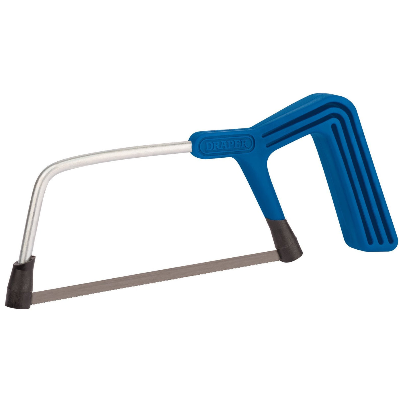 The Draper Junior Hacksaw - 1309 features a sturdy metal frame, a sharp blade, and a blue handle, making it perfect for small cutting jobs.