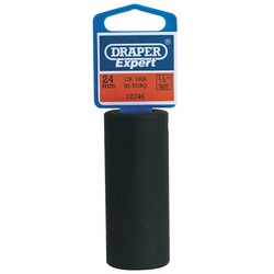Draper Expert Hi-Torq® Deep Impact Socket, 1/2" Sq. Dr., 24mm - 410D-MM - Farming Parts