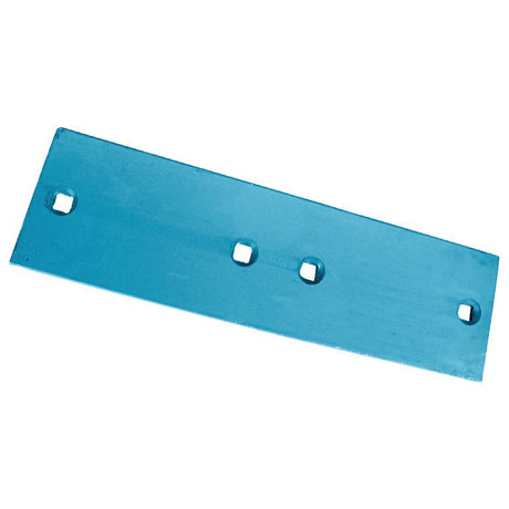 Introducing the LANDSIDE-LEMKEN REAR - S.127647 by Sparex NLA, a high-quality blue metal plate featuring four square holes evenly spaced along the center. For any questions or ordering information, please contact us.