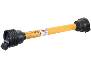 The GARDLOC PTO Shaft by Sparex, featuring a robust GARDLOC Clutch for enhanced safety, is commonly used in agricultural machinery to transfer mechanical power from a tractor to an implement. It has a length of 880mm, comes in yellow with black ends and includes several warning labels. This shaft features 1 3/8'' x 6 spline quick release to 1 3/8'' x 6 spline shear bolt limiter and can be identified by its Sparex part number S.128688.