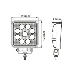 LED Work Light, 2070 Lumens Raw, Flood Beam, 10-30V - Sparex Part S.129483