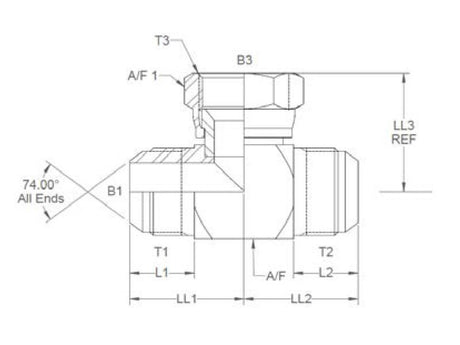 Sparex Hydraulic Tee Piece 3/4'' JIC Male x 3/4'' JIC Male x 3/4'' JIC Swivel Female | S.12995 - Product Image 3