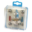 The 12V Bulb and Fuse Kit - S.5086 from Sparex NLA includes a main halogen light bulb along with several smaller 12V bulbs, all neatly packed in a clear plastic case with a blue back panel and foam padding.