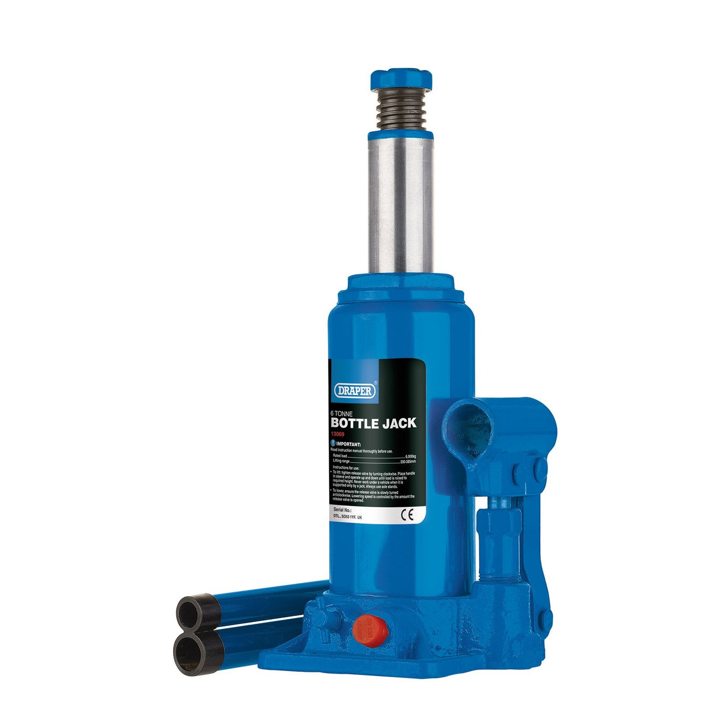 Draper Hydraulic Bottle Jack, 6 Tonne - BJ6-B - Farming Parts