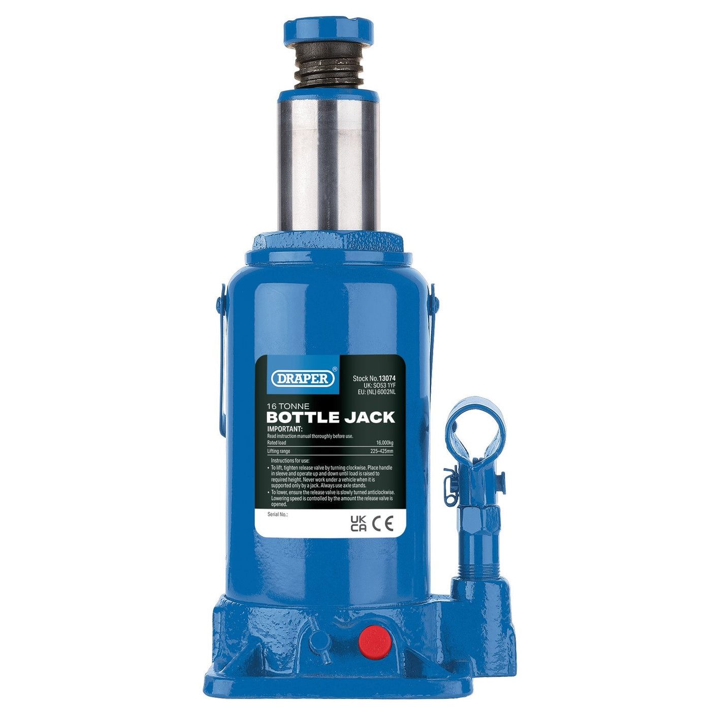 Draper Hydraulic Bottle Jack, 16 Tonne - BJ16 - Farming Parts