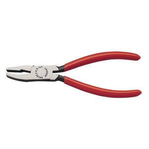 A set of Draper Knipex 91 51 160 Sbe Glass Nibbling Pincers, 160mm, featuring red handles and crafted from tempered tool steel, with size information etched on the metal part.