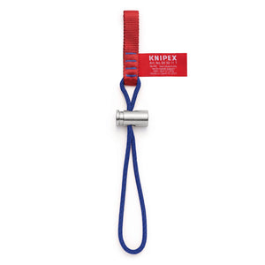 A Draper Knipex 00 50 11 T Bk Adapter Strap, featuring a blue cord loop, a metal clasp, and a red adapter strap with product information label.