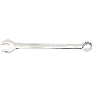 The Draper Combination Spanner, 16mm - 8220MM, crafted from durable chrome vanadium steel and meeting DIN3113 Specifications, features an open end on one side and a box end on the other, making it ideal for tightening or loosening nuts and bolts.