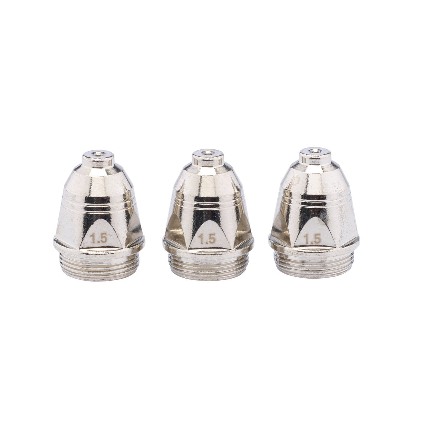 Three Draper Plasma Cutter Nozzles for Stock No. 70058, labeled "AIPC60-3," arranged in a row against a white background.