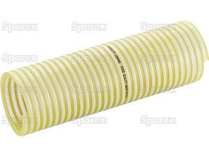 A rolled yellow and white hose labeled "Suction Hose (Luisiana)" with the Sparex Part Number S.135789 printed on it. The background features multiple "Sparex" watermarks. This durable hose, with a 125mm inner diameter, is designed to handle a wide pressure and temperature range.