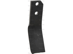 A black metal Rotavator Blade LH 60x12mm by Sparex, featuring two 16.5mm holes near the top and a slightly curved design with an angled cut at the bottom, is a replacement for Valentini (Sparex Part Number: S.135923).