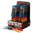 A Draper XP1000® Counter Top Display of VDE 160mm 4-in-1 Tethered Combination Cutters (10 Piece), each featuring yellow and red handles, with packaging highlighting their EN 60900 certified capabilities: cutting, bending, stripping, and shearing.