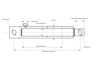 Sparex Hydraulic Single Acting Displacement Cylinder with Ends, 30 x 400mm | S.136889 - Product Image 2