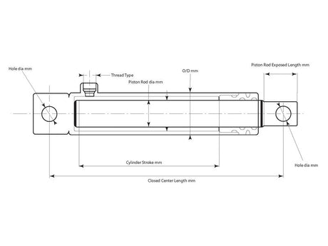 Sparex Hydraulic Single Acting Displacement Cylinder with Ends, 30 x 400mm | S.136889 - Product Image 2