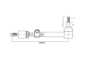 Technical drawing of a Track Rod/Drag Link Assembly Kit (Sparex Part No. S.137472) for John Deere, with labeled dimensions. The part is shown in side view with measurements indicating length, diameter (M26 x 1.5), and other critical dimensions.