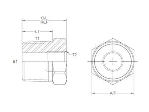 Sparex Hydraulic Adaptor 3/4'' BSPT Male x 1/2'' BSP Fixed Female | S.139361 - Product Image 2