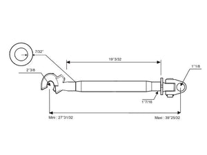 Sparex Top Link Heavy Duty (Cat.28mm/3 (Ø28/32mm)) Knuckle and Q.R. Hook, M36 x 3.00, Min. Length: 710mm. | S.13998 - Product Image 4