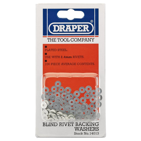 Draper Rivet Backing Washers, 2.4mm (100 Piece) - RIV/W - Farming Parts