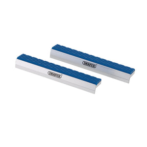 Two Draper Soft Jaws For Engineers Vice, 150mm - SJ150B, in blue and white are designed to protect delicate workpieces with a heavy duty soft grip and rubber face for enhanced protection.