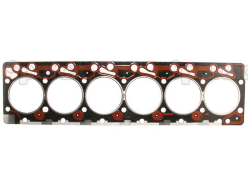 The Head Gasket, Sparex Part Number S.143604, from the brand Sparex, is a flat, multi-hole metal engine component with a gasket. It features six large circular openings and several smaller ones around them, and is classified under Tariff Code 8484900090.