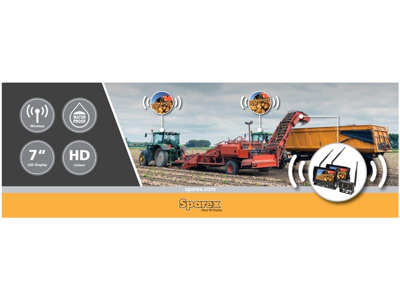 Sparex Wireless Digital Vehicle Camera System x 2 7'' Monitors, x 1 Camera, Cable, Remote Control & Antenna | S.143671 - Product Image 2
