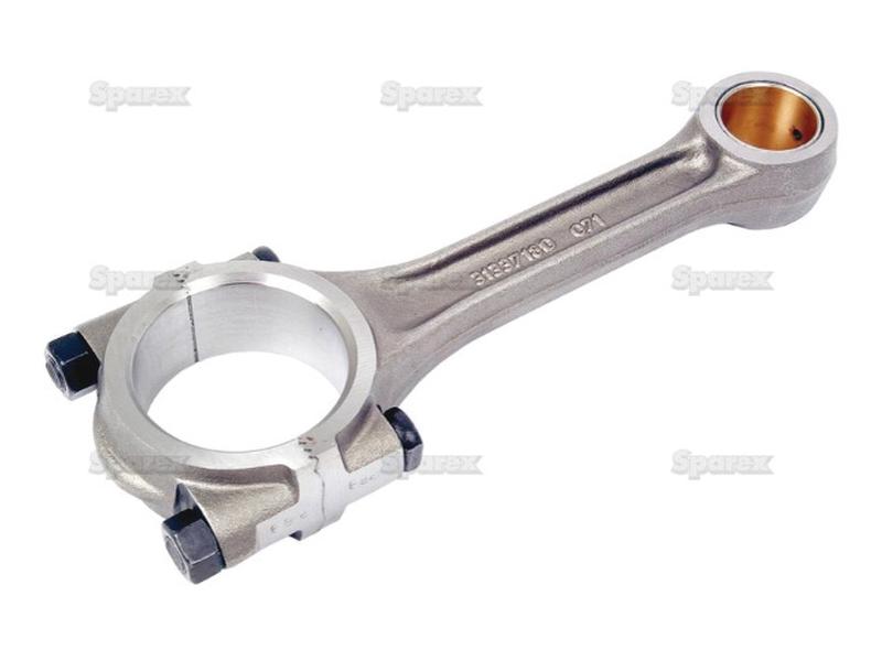 The Conrod (Sparex Part No. S.144084) by Sparex is a metallic connecting rod featuring a bronze bushing in the smaller end and two bolts for assembly in the larger end, designed to be compatible with Case IH machinery.