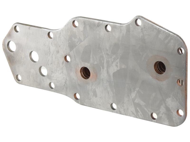 The Sparex Oil Cooler (Sparex Part Number: S.144153) is a metal plate featuring an assortment of circular and oval holes in various sizes, making it ideal for custom applications as mentioned in the product description.