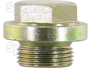 Close-up image of the Sparex Sump Plug (Part No. S.144277), featuring a hexagonal metal bolt design reminiscent of a Ford/New Holland sump plug, with a shiny finish and a threaded M22x1.5 bottom section.