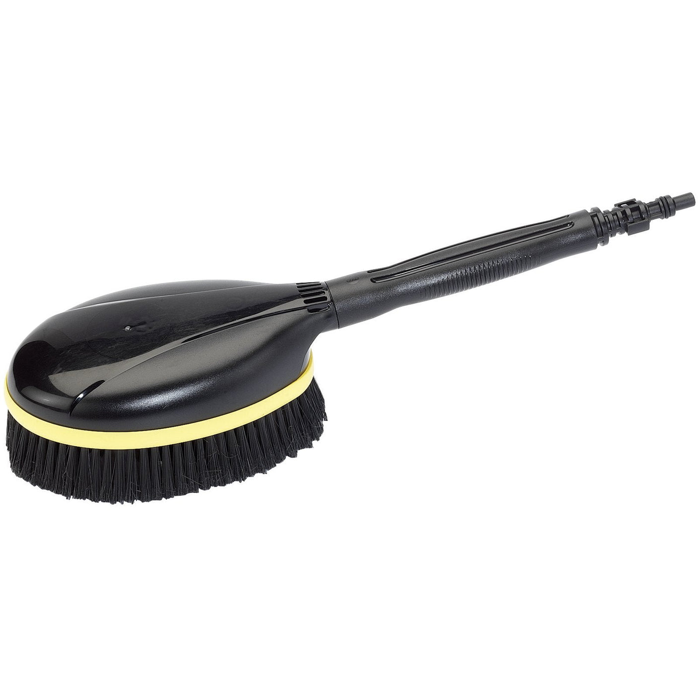 The Draper Rotating Brush - APW69, from the Draper brand, is a black car wash brush featuring a long handle and soft bristles, perfect for cleaning vehicle surfaces.