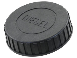 The Fuel Cap by Sparex, part number S.144890, is a black plastic cap featuring ridged edges and "DIESEL" embossed on the top surface. It has an internal diameter designed to fit various applications seamlessly.