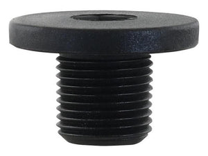 Close-up of a Sparex Fuel Drain Plug (Sparex Part Number: S.144895) with a black threaded bolt and a wide flat head, having a diameter of 45 mm, shown against a white background.