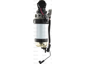 Image of a Sparex Fuel Filter Assembly (Part No. S.144899) with attached wiring, showcasing a cylindrical body and a black top. The semi-transparent base reveals the internal components, emphasizing reliability and efficiency in fuel filtration.