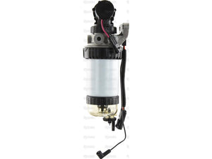 Image of a Sparex Fuel Filter Assembly (Part No. S.144899) with attached wiring, showcasing a cylindrical body and a black top. The semi-transparent base reveals the internal components, emphasizing reliability and efficiency in fuel filtration.