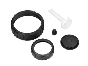 Set of four black plastic parts and one white plastic part, likely components for a mechanical device. Consider the Fuel Filter Kit (Sparex Part Number: S.145051) from Sparex to complete your project effortlessly.