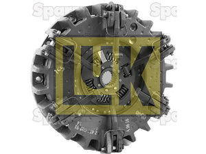 A mechanical clutch assembly, identified as the Clutch Cover Assembly (Sparex Part Number: S.145471), features a Cerametallic Captive Disc along with visible springs and metallic components. The accompanying image includes a yellow watermark displaying the text "LUK" over the clutch.