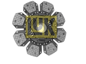 The Sparex Clutch Plate, with part number S.145796, features a circular metallic design equipped with eight friction pads and visible torsion springs. The disc is marked with the "LUK" branding and is enhanced with a cerametallic lining for improved performance.