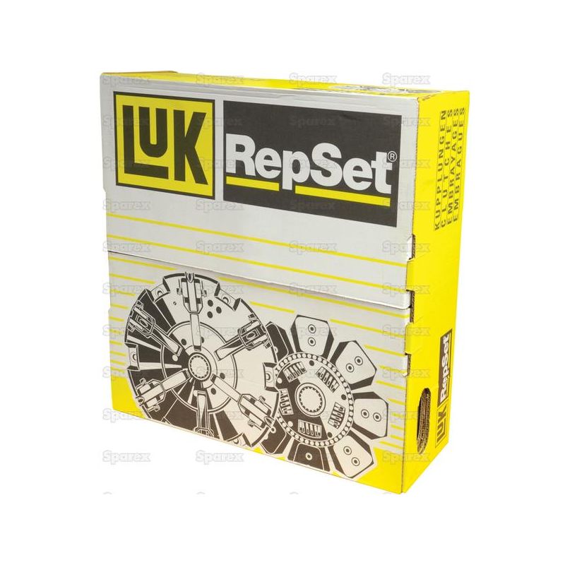 A yellow and white box with "Sparex" branding features a black and white diagram of mechanical parts on the front, showcasing its Clutch Kit with Bearings - S.147186 design.