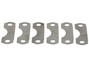 Six identical metal brackets with two holes each, evenly aligned in a horizontal row, perfect for securing your Sparex Clutch Cover Component (Sparex Part No. S.147572) for Case IH FARMALL or Ford New Holland vehicles.