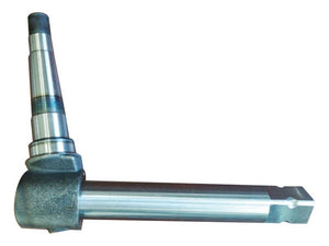 A metallic spindle axle featuring a cylindrical body that tapers at one end and is attached to a flat, rectangular base. It is listed under the Sparex part number S.147895 with the specific tariff code for customs documentation.