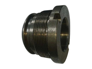 A threaded, cylindrical metal component with a flange and a hollow center, suitable for use in the Sparex Steering Cylinder Repair Kit (Part No. S.148009).