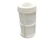 A Sparex in-line fuel filter, part number S.148229, featuring a white plastic cylindrical design with a mesh center and two solid end caps, crafted with precise inner and outer diameters.